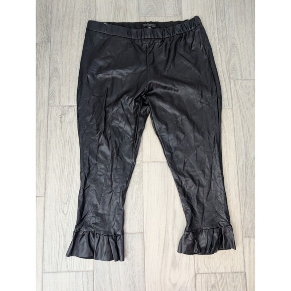 Eloquii Pants - Eloquii Studio Pants Womens 20 Black Faux Leather Ruffle Hem Pull On Stretchy